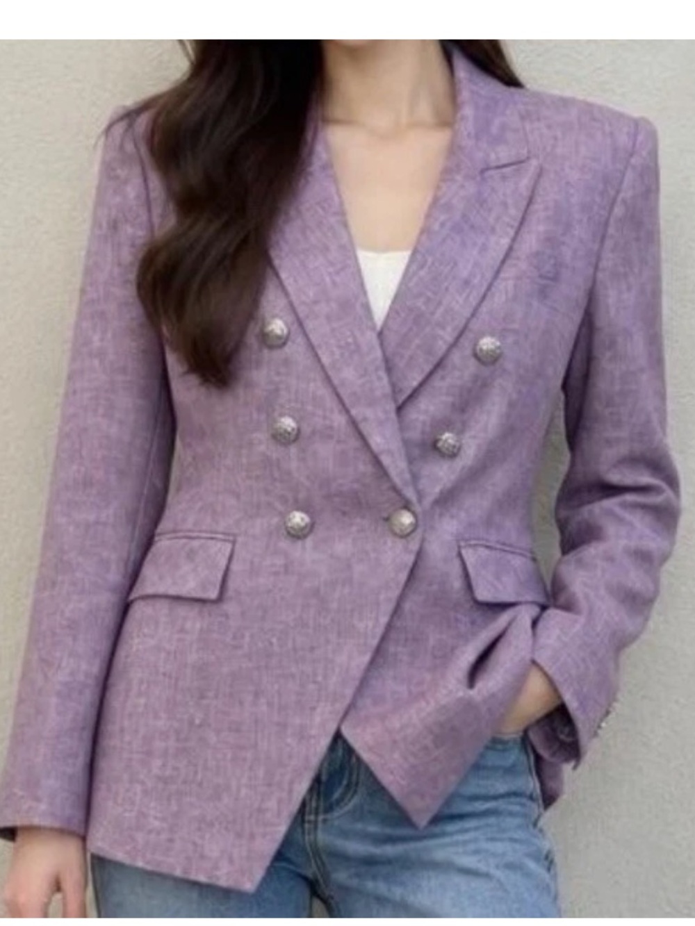 Veronica Beard Miller linen Violet Dickey Jacket Blazer, Silver Buttons Sz 12